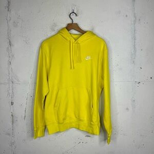 Nike Neon Yellow Essential Logo Spellout Pullover Hoodie Medium